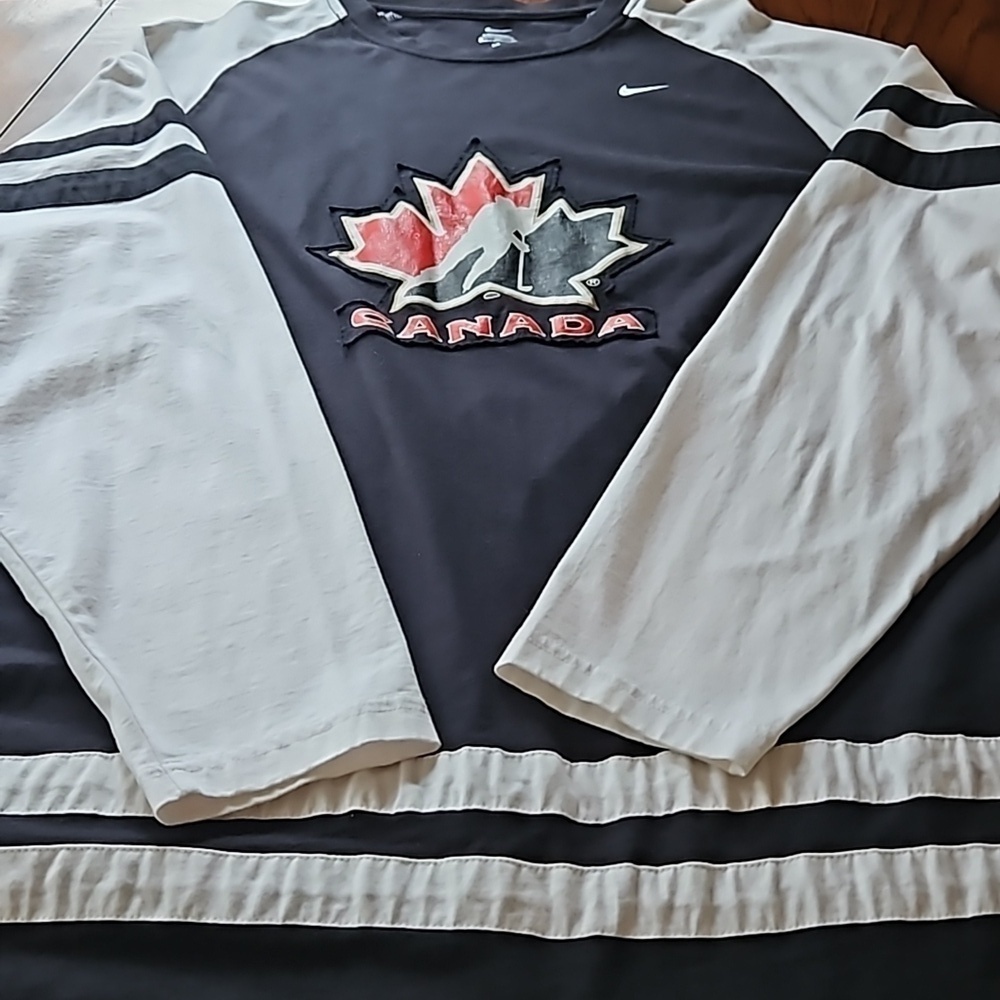 Nike Hockey Canada Black White Cotton Long Sleeve Tshirt Size XL - Picture 9 of 12
